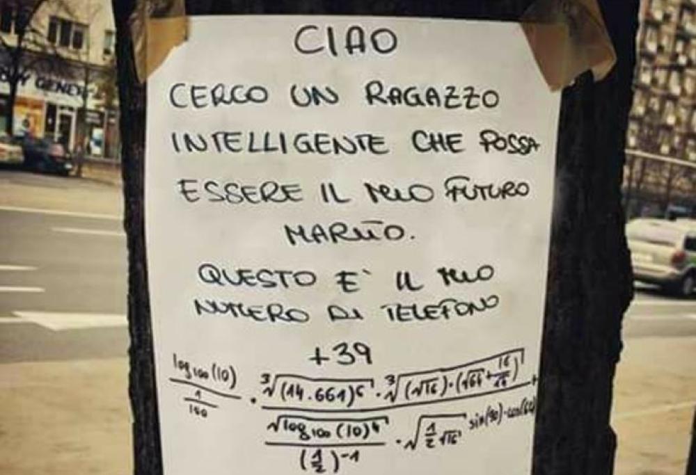 “Cerco ragazzo”, ma per avere il suo numero bisogna risolvere una difficilissima equazione