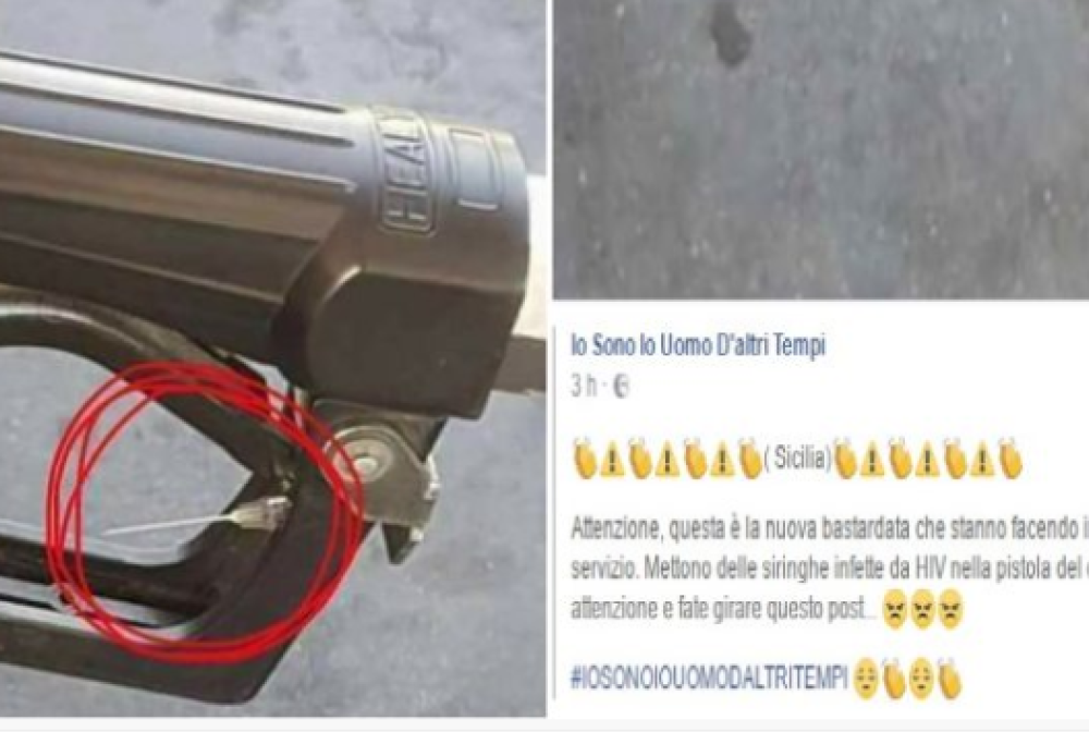 Siringhe infette sulle pompe di benzina? È solo una bufala!