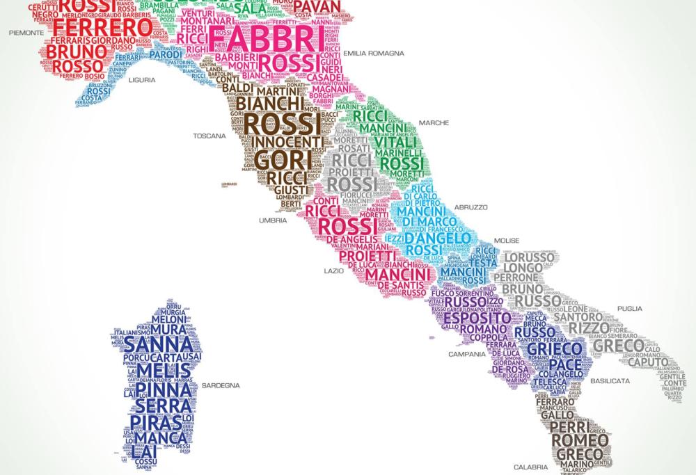 Ecco la mappa con i cognomi più diffusi in Italia, regione per regione