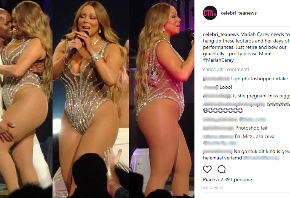 Mariah Carey è ingrassata? Le foto del suo show diventano virali
