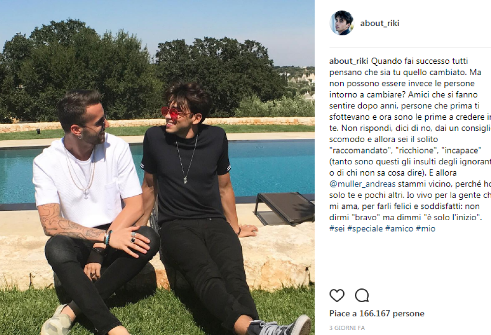 Riki si sfoga su Instagram