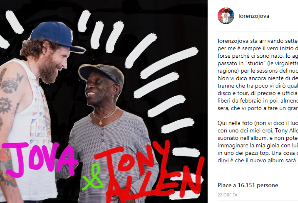 Jovanotti: nel nuovo album ci sarà anche Tony Allen