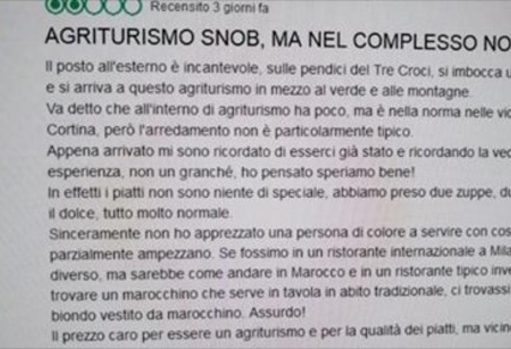 Cortina, si lamenta della cameriera di colore: razzismo su Tripadvisor