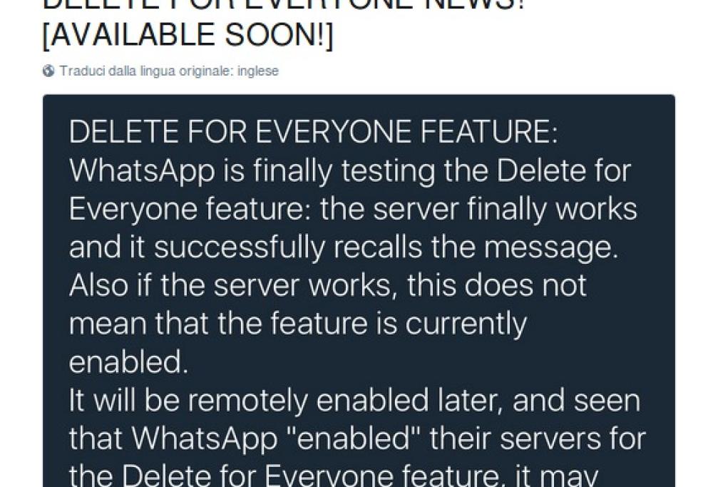 WhatsApp, a breve sarà possibile cancellare i messaggi inviati
