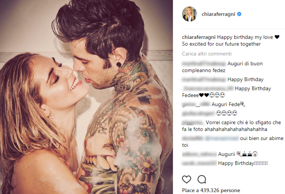 Fedez: i romantici auguri di compleanno di Chiara Ferragni