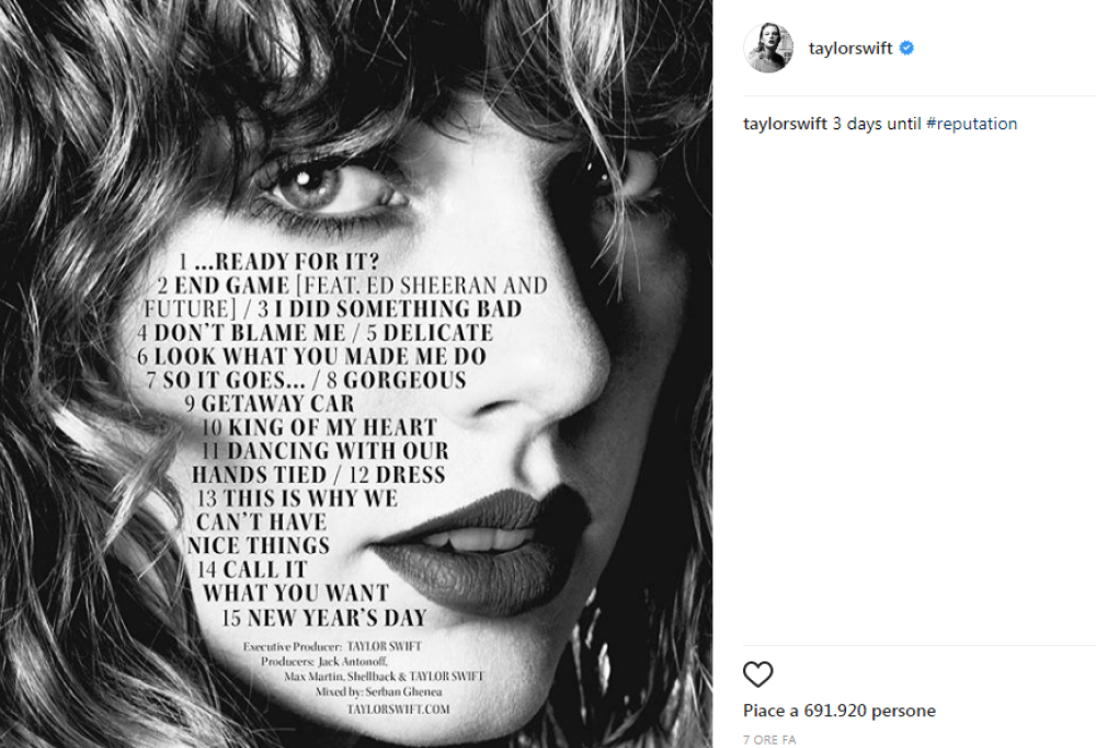 Taylor Swift: ecco le canzoni del nuovo disco, c'è anche Ed Sheeran