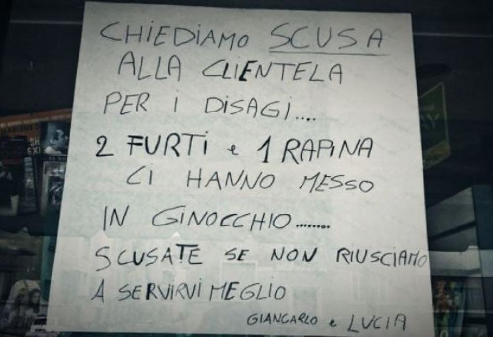 Tabaccai derubati si scusano con i clienti