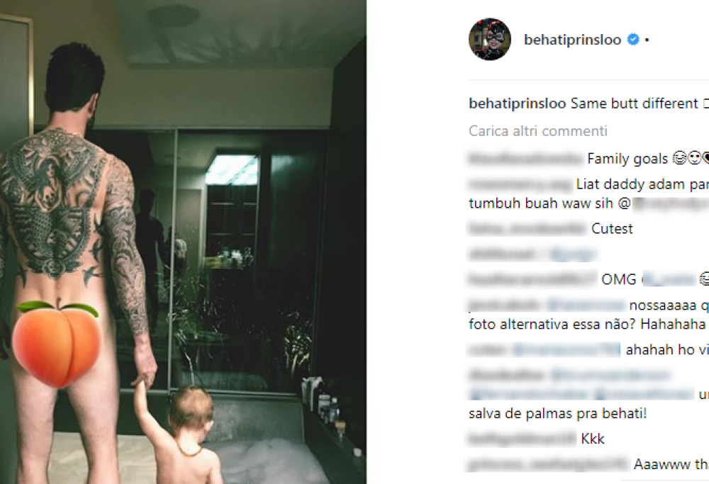 Adam Levine nudo con la figlia in una foto su Insagram