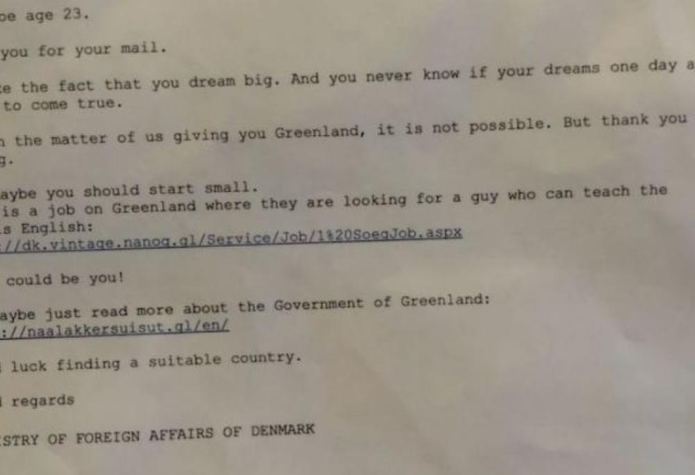 Chiede la Groenlandia in prestito e riceve un lavoro