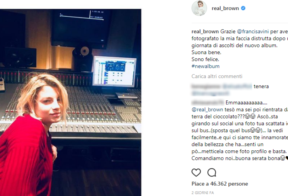 Emma Marrone su Instagram: il nuovo album "suona bene"