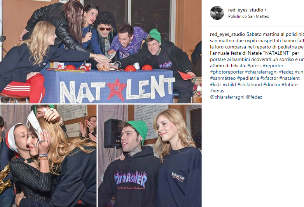 Fedez e Chiara Ferragni tra i piccoli pazienti del San Matteo di Pavia