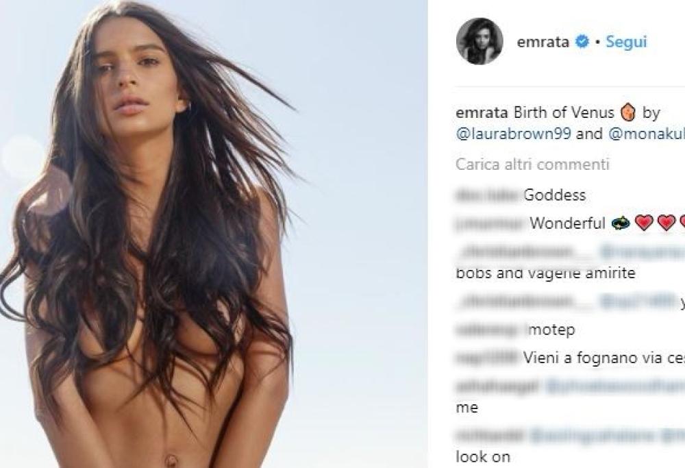 Emily Ratajkowski nuda come Venere. Boom di click su Instagram
