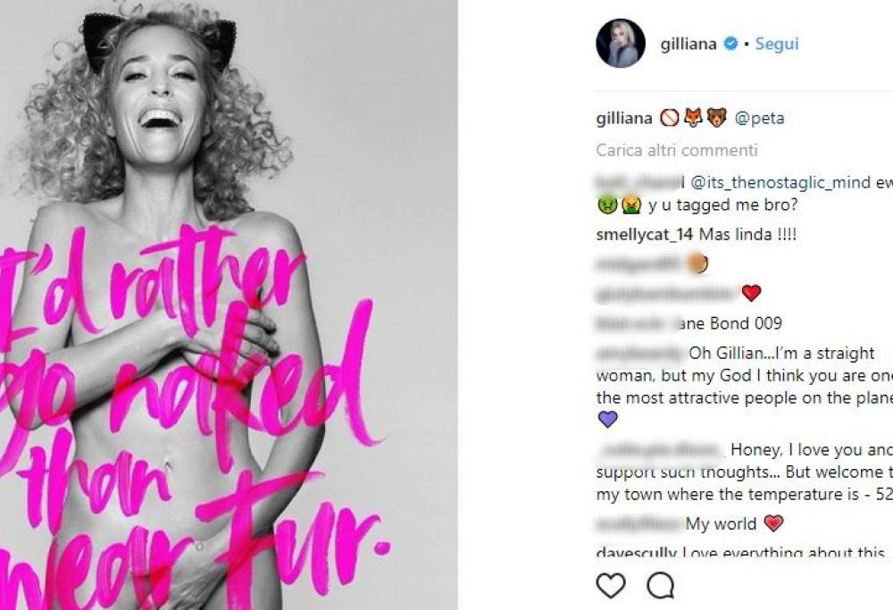 Gillian Anderson (Dana Scully di X-Files) posa nuda per difendere gli animali