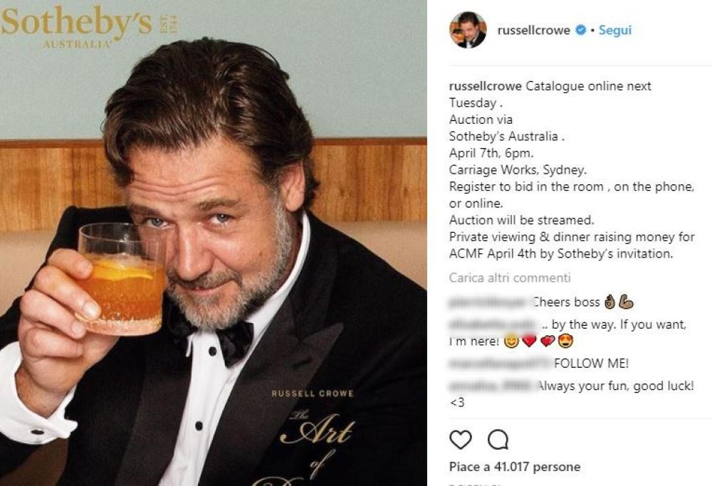 Russell Crowe mette all'asta oggetti del suo matrimonio per pagare il divorzio