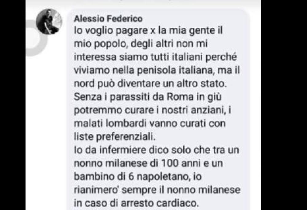 Dichiarazione shock di un infermiere su Facebook
