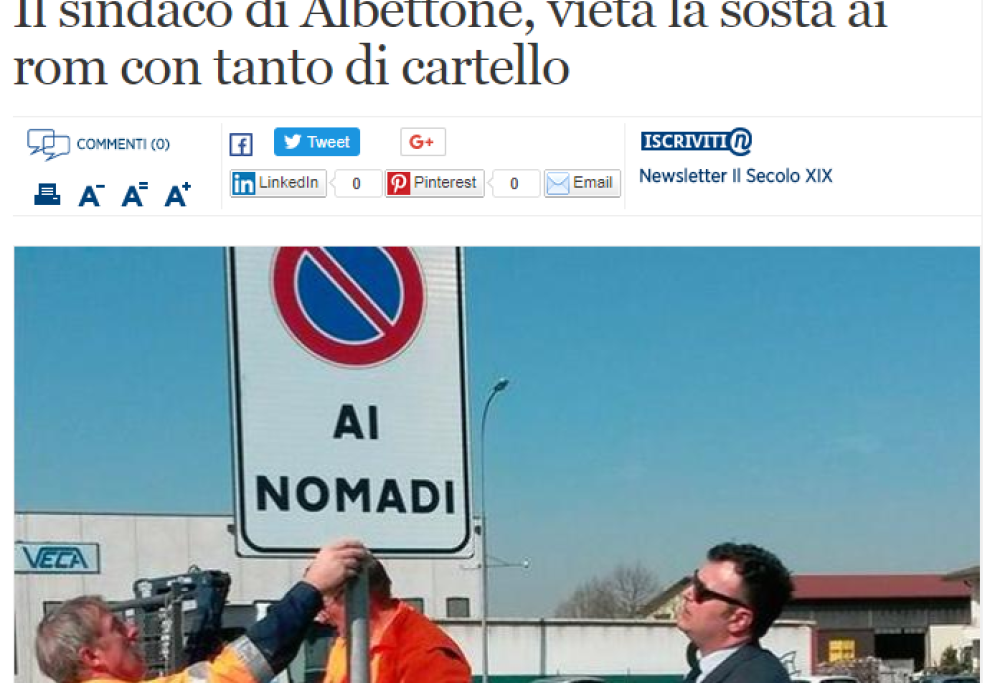 Dichiarazioni shock del Sindaco di Albettone: «Siamo razzisti e non vogliamo negri e zingari»