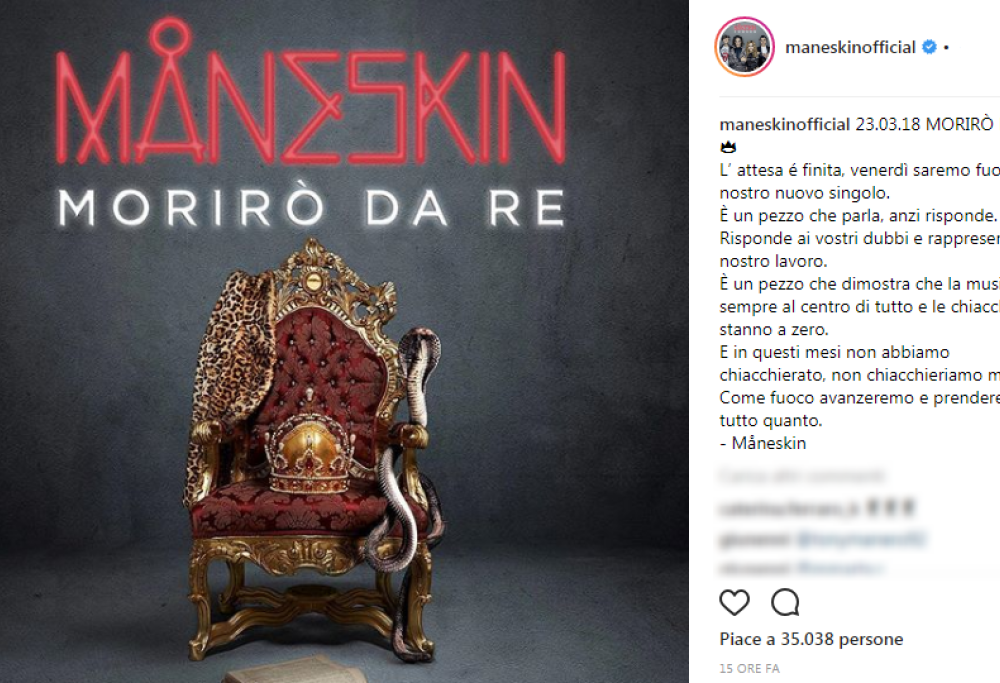 Måneskin: in arrivo "Morirò da re", canzone contro gli hater