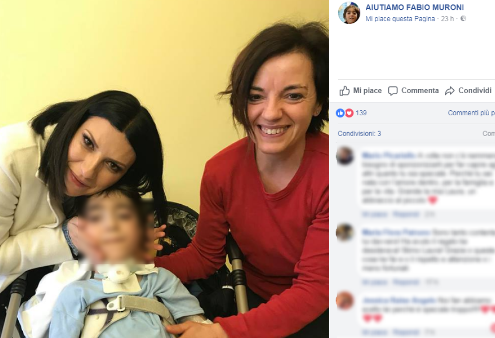 "Appena sento la tua voce smetto di piangere". Laura Pausini fa visita al piccolo Fabio in ospedale