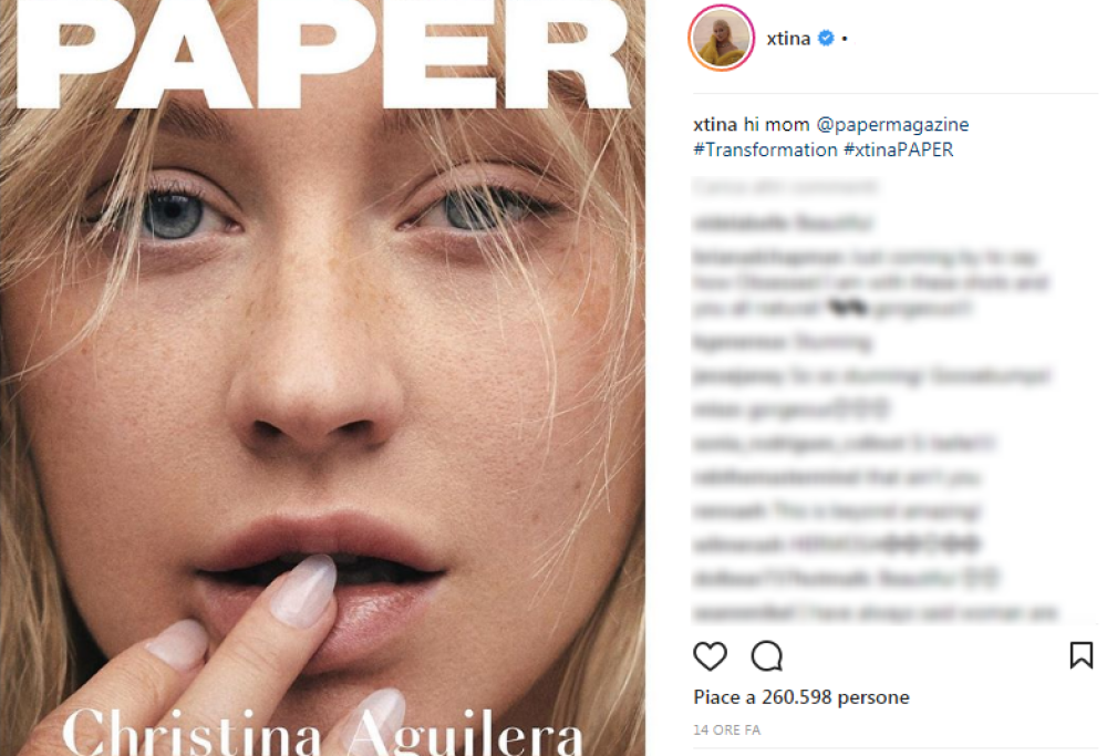 Christina Aguilera fotografata senza trucco è (quasi) irriconoscibile