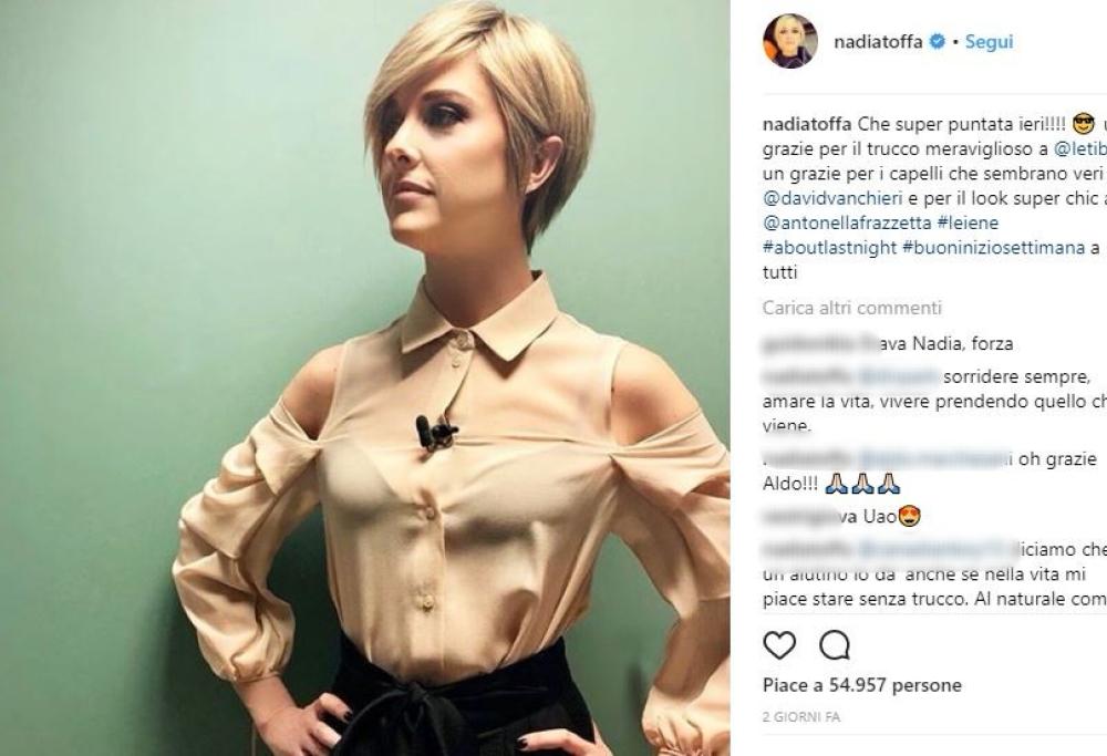 Nadia Toffa ancora criticata su Instagram per le sue parole riferite alla malattia