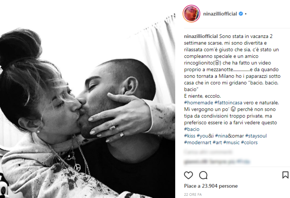 Il bacio social di Nina Zilli: con Omar Hassan è vero amore