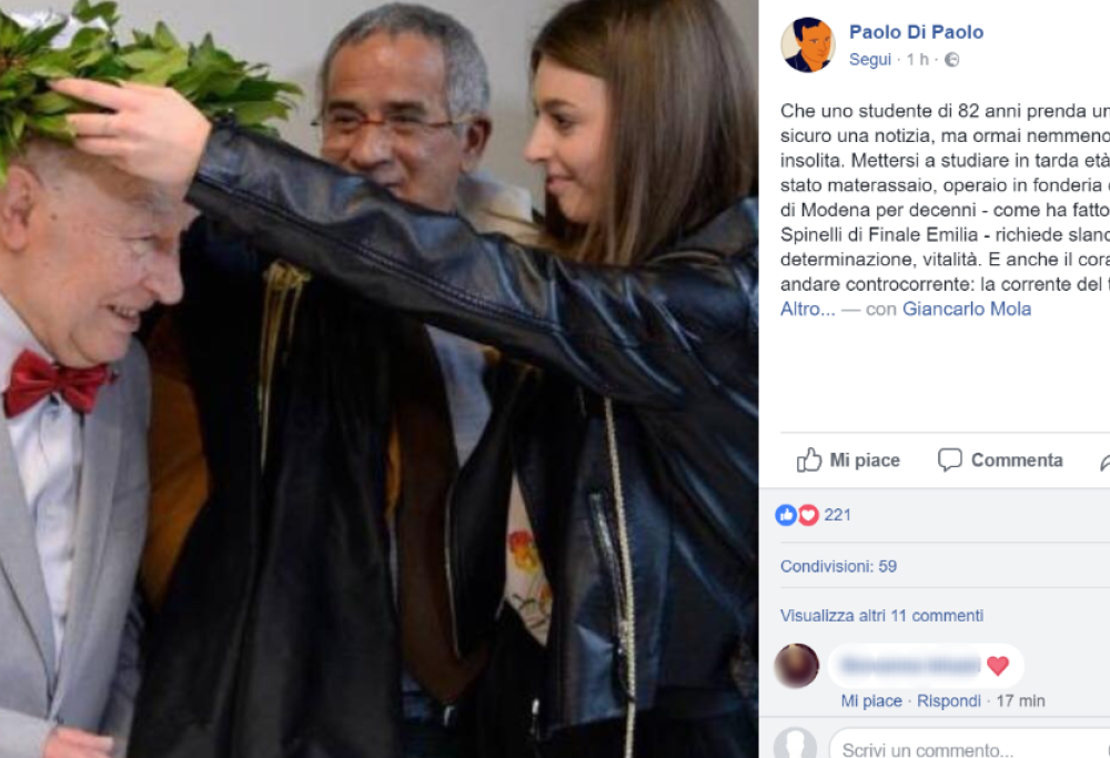 A 82 anni si laurea in filosofia per trovare una risposta alla morte della moglie
