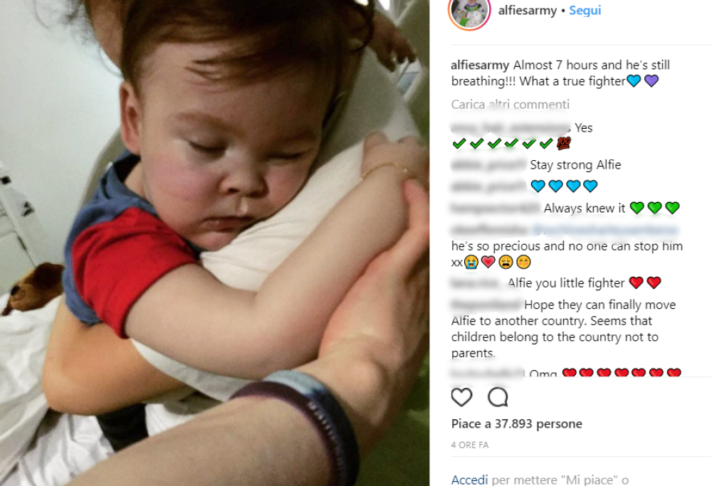 Alfie respira ancora dopo 12 ore senza respiratore: questa è la sua storia