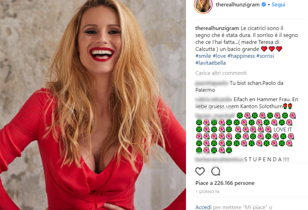 Michelle Hunziker cita Madre Teresa di Calcutta ma la foto è troppo hot e il web non ci sta 