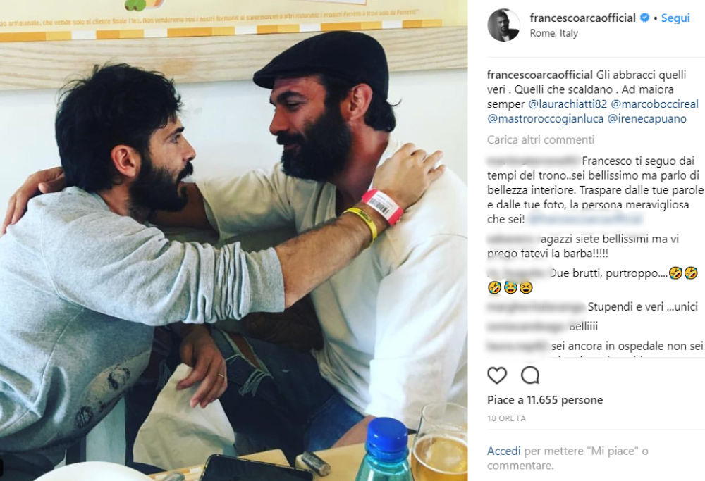 Francesco Arca va a trovare Marco Bocci in ospedale e gli dedica un post