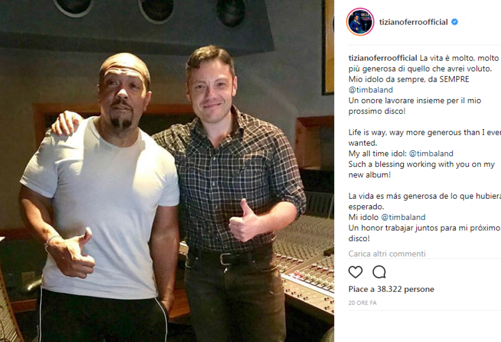 Tiziano Ferro, grande annuncio sui social: per il prossimo disco collaborerà con Timbaland