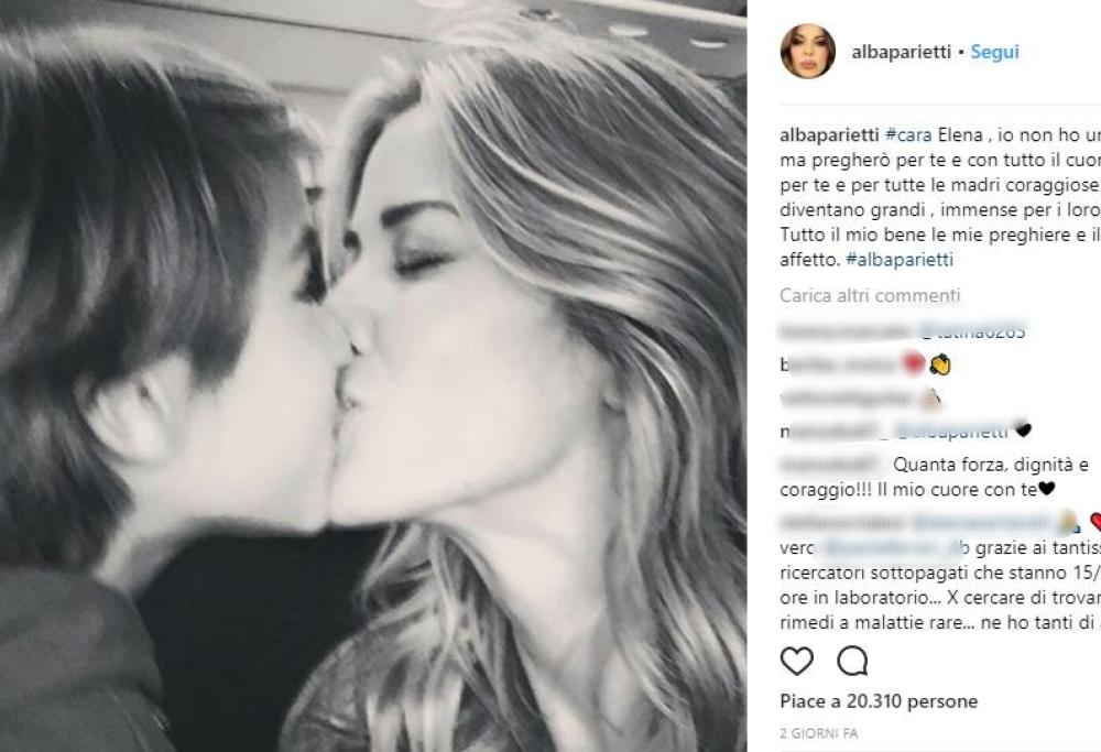 Alba Parietti e la dedica a Elena Santarelli e suo figlio