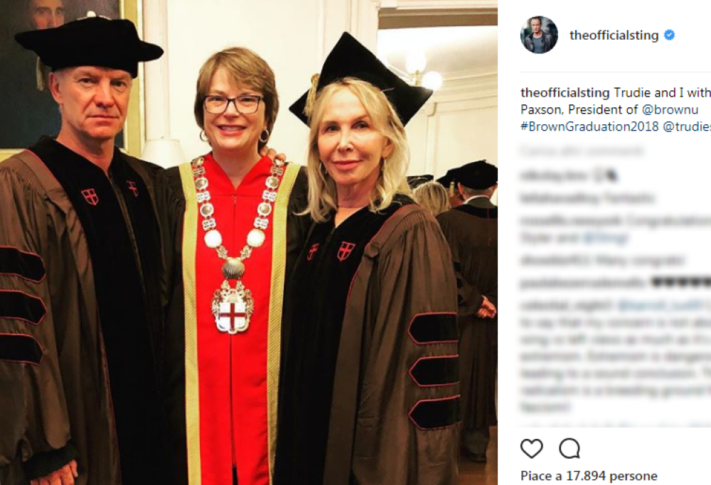 Sting con tocco e toga: la Brown University gli conferisce la laurea honoris causa