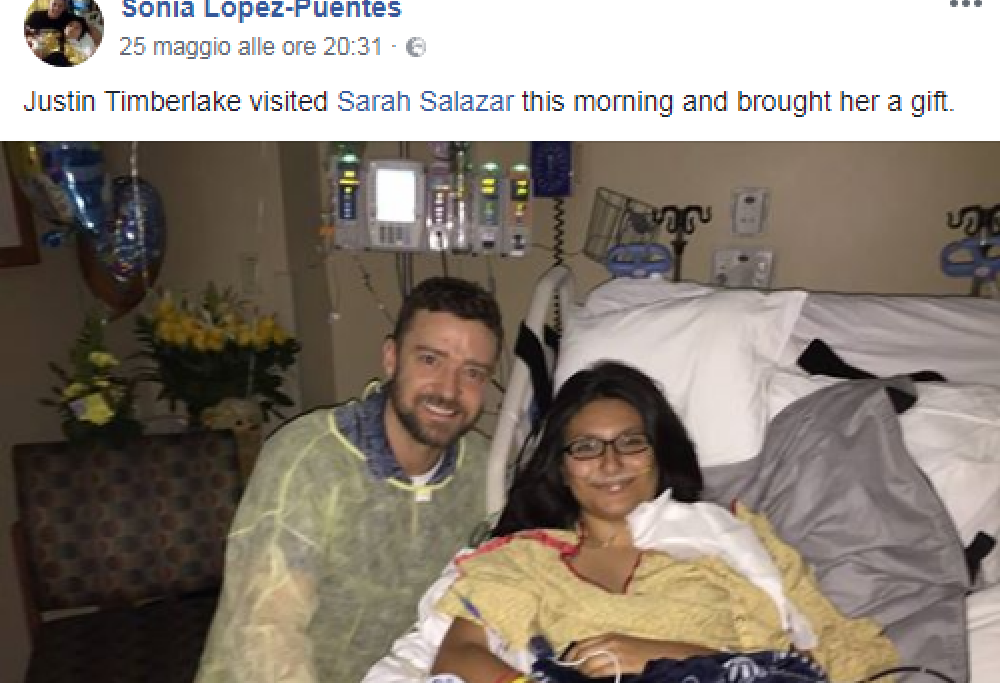 Justin Timberlake ha fatto visita a una ragazza ferita in una sparatoria a scuola
