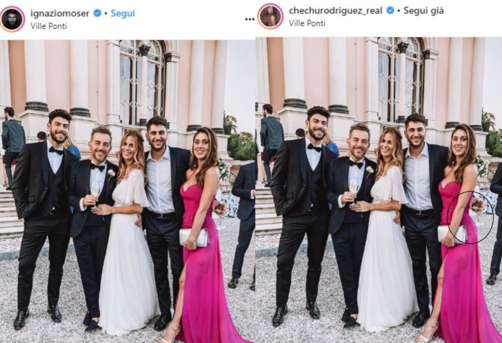 Cecilia Rodriguez e il ritocco al lato b nella foto del matrimonio di Filippa e Daniele