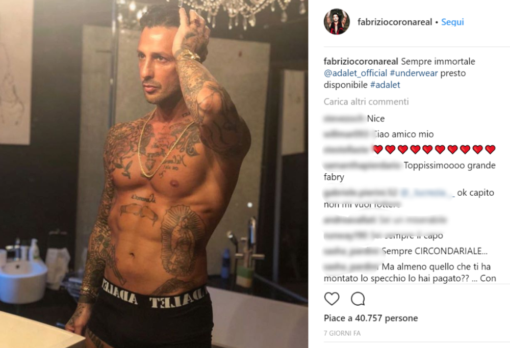 Fabrizio Corona: “Adesso per fare l'amore ho bisogno delle sostanze”