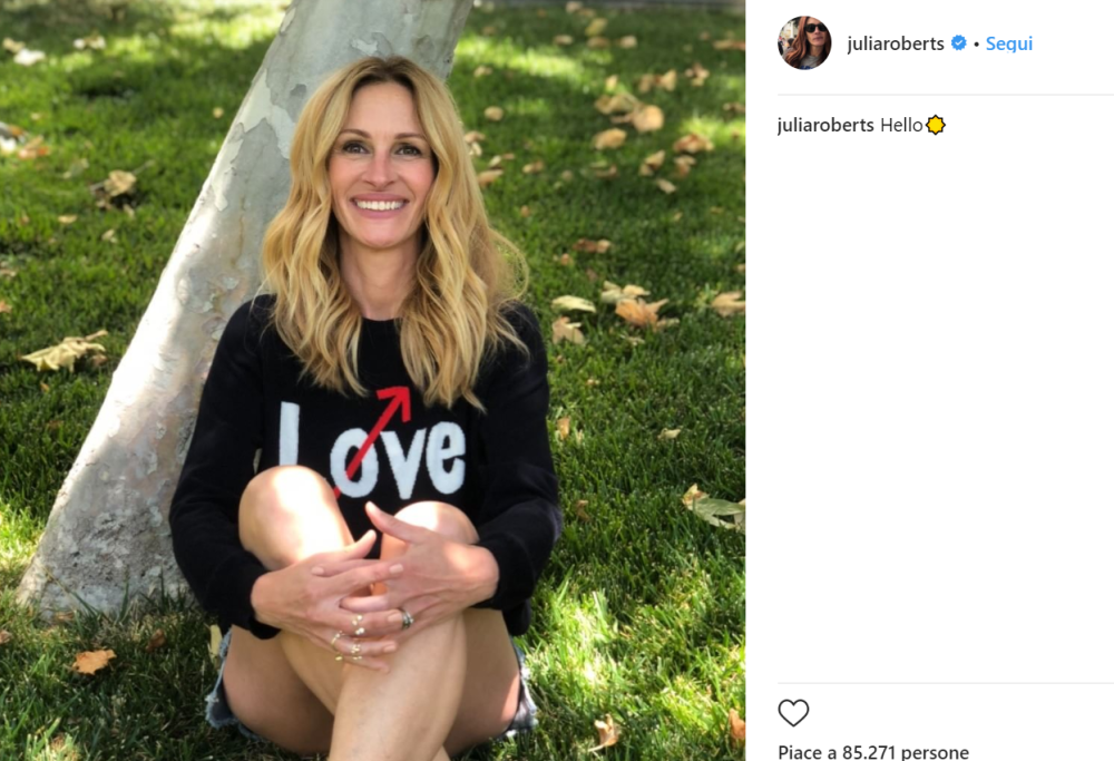 Julia Roberts apre il suo profilo Instagram… con il suo sorriso!