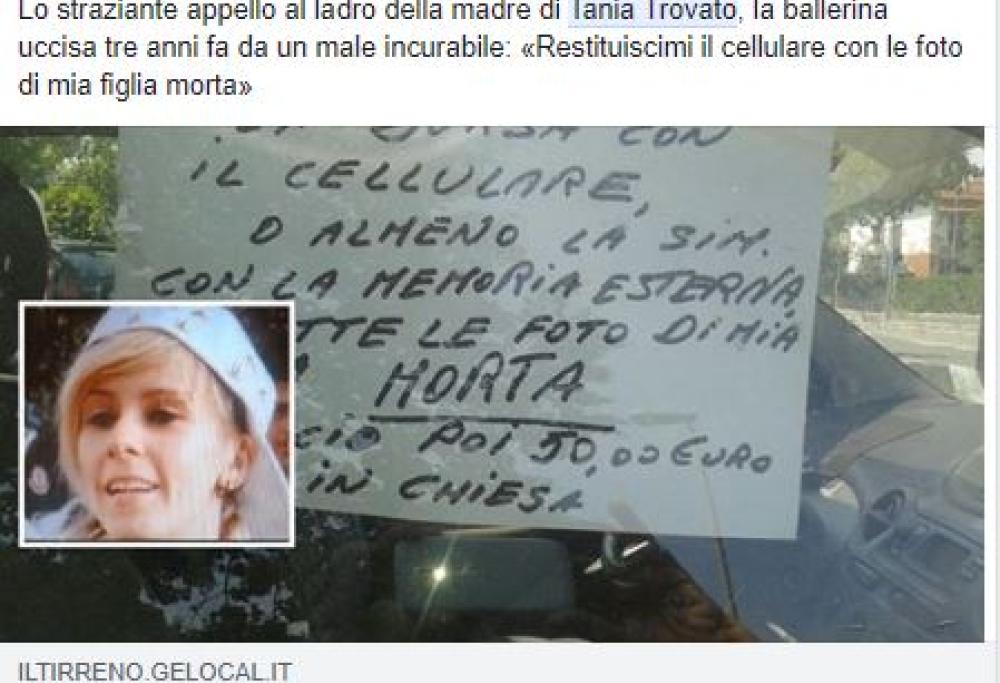 Le rubano il cellulare con le foto della figlia morta 3 anni fa: l’appello di questa mamma è commovente 