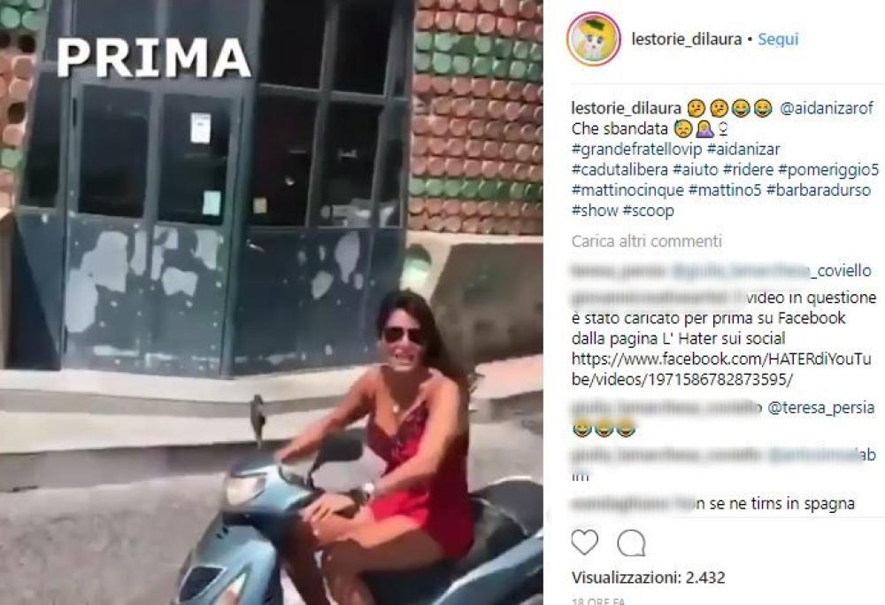 Aida Nizar, l'ex Grande Fratello, ha un incidente in scooter: ecco il video