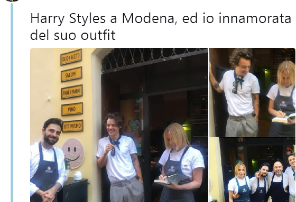 Harry Styles a Modena. Il motivo? Il cibo "incredibile"