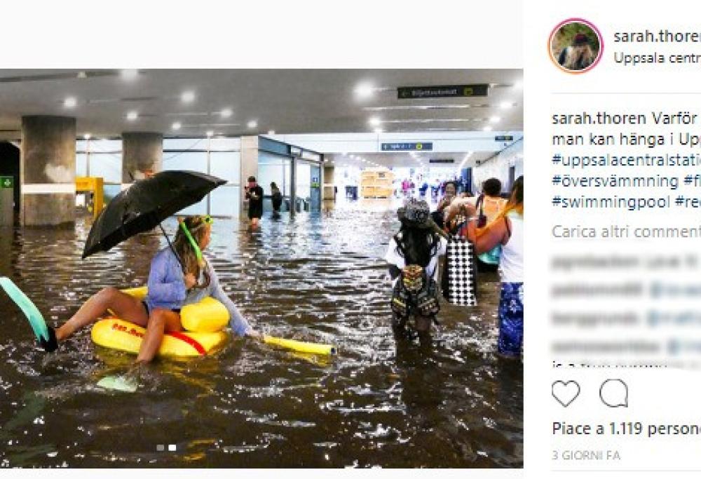 Svezia, allagamenti in città: la metro trasformata in una piscina