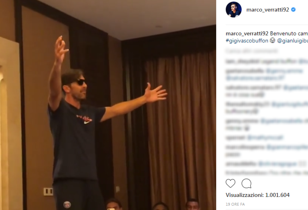 Gigi Buffon dedica "Vita spericolata" di Vasco ai suoi nuovi compagni di squadra. Ecco l'esilarante video