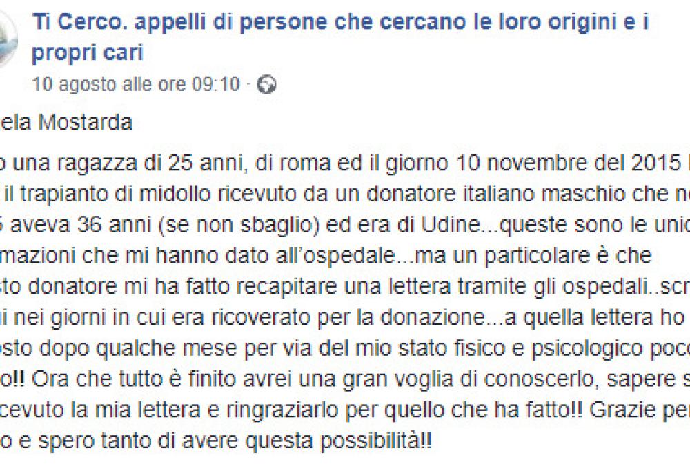 Roma, vuole trovare il donatore che le ha salvato la vita: lancia l'appello social