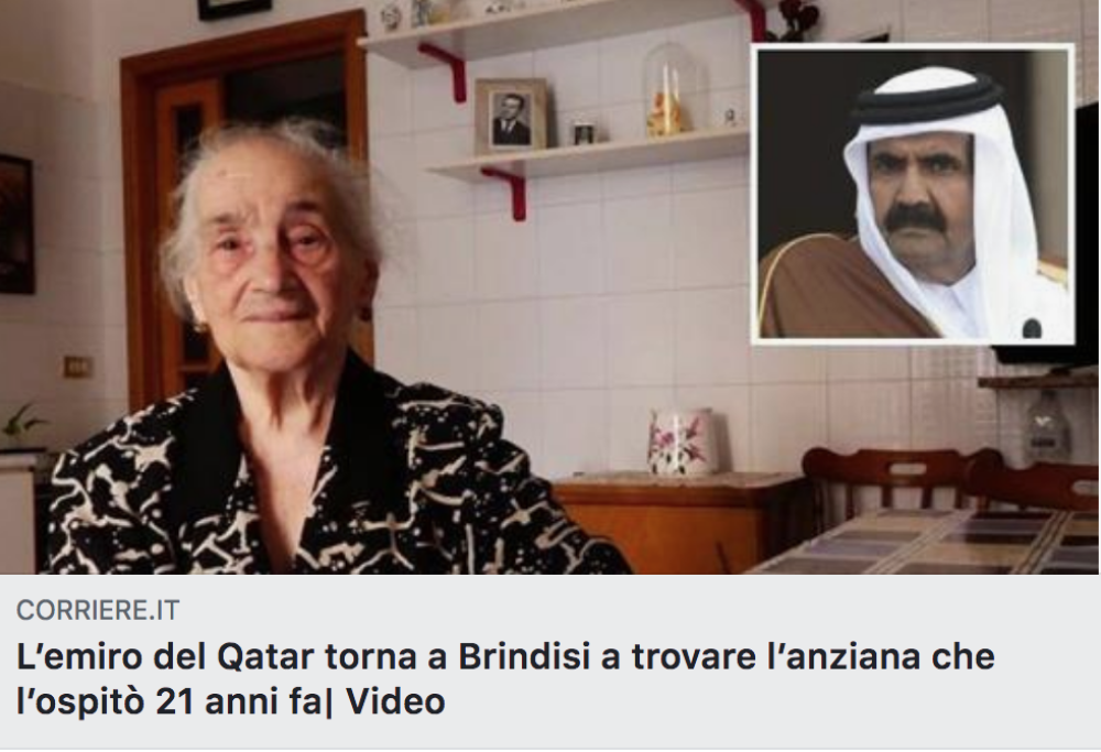 Uno sceicco chiede a una donna di poter usare la toilette. 21 anni dopo torna a ringraziarla