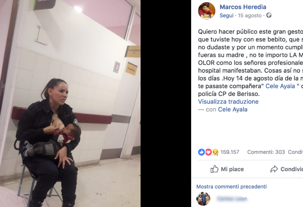 La poliziotta allatta il bimbo di una donna arrestata: la foto che ha commosso il web