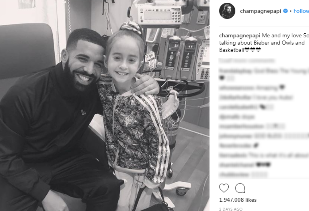 Drake fa una sorpresa in ospedale a una bimba malata