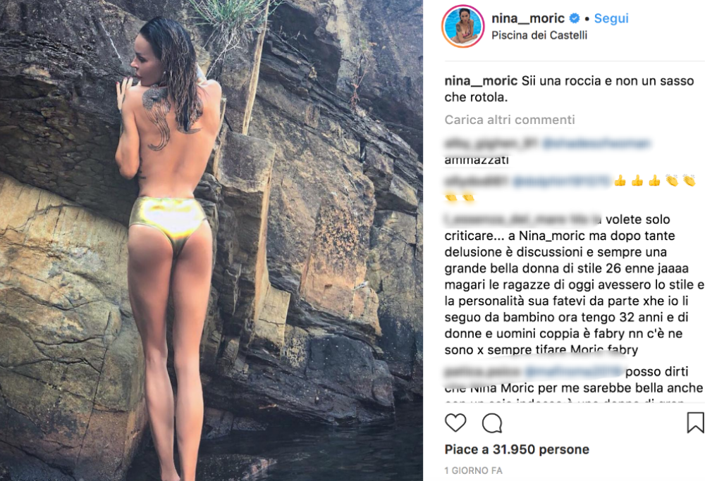Nina Moric e le critiche al fondoschiena: «Ti è sparito il lato B». La sua risposta spiazza tutti