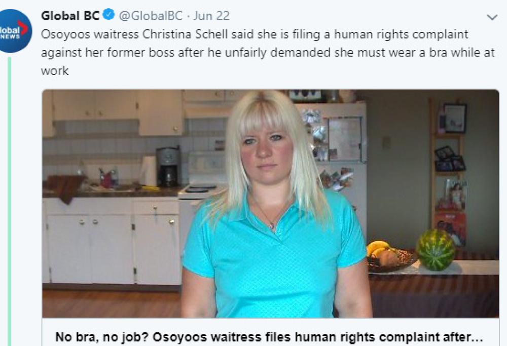 Cameriera licenziata perché senza reggiseno durante il lavoro