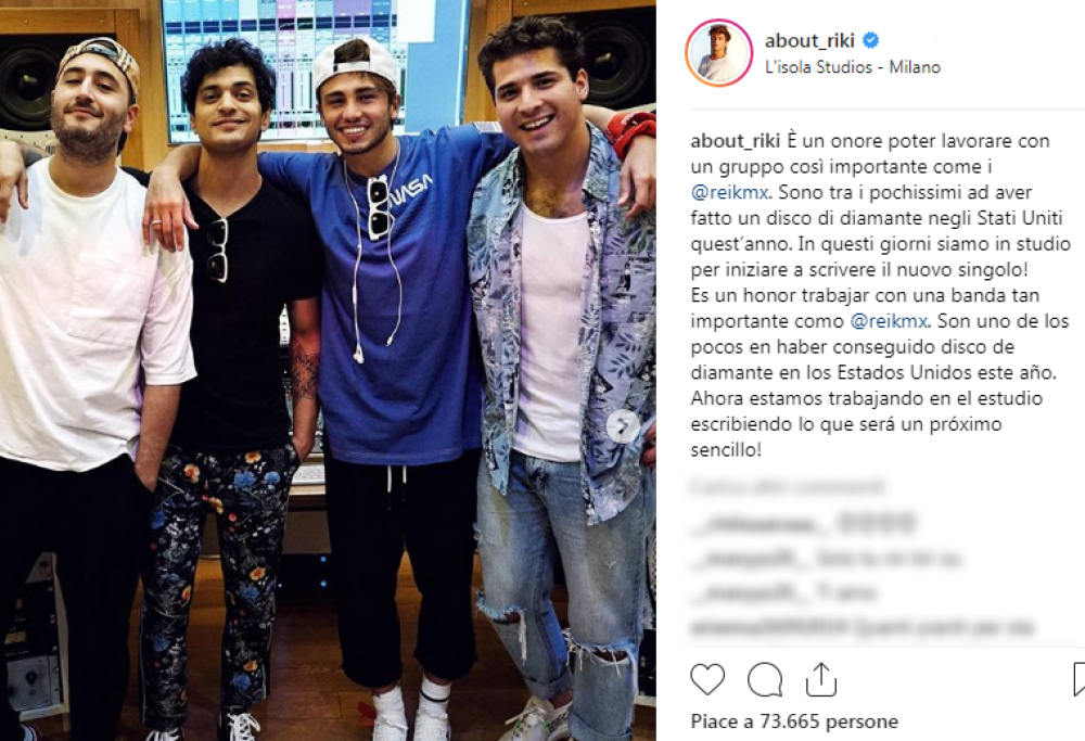 Riki, altro duetto dal sapore latino: il cantante in studio con i Reik