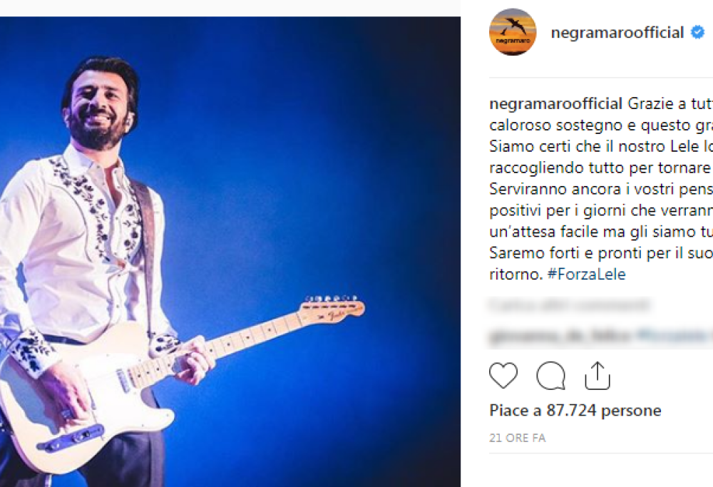 Cauto ottimismo dei medici per Lele dei Negramaro. Il compagno Andro: "Sei un leone!"