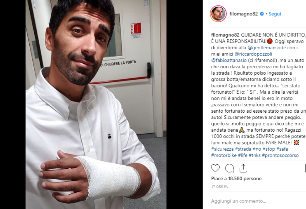 Filippo Magnini coinvolto in un incidente in moto